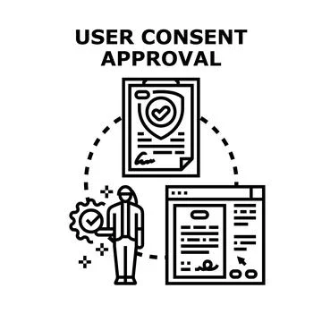 User consent approval process illustrating data protection privacy Stock Illustration