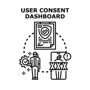 User consent dashboard controlling data privacy settings Stock Illustration