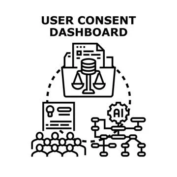 User consent dashboard managing data privacy regulations Stock Illustration