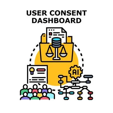 User consent dashboard managing data privacy regulations Stock Illustration