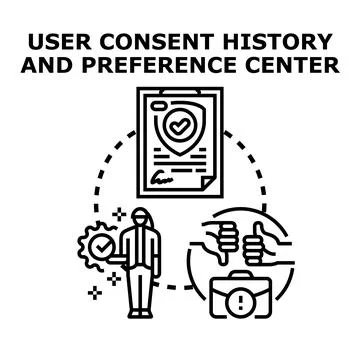 User consent history and preference center managing data privacy Stock Illustration
