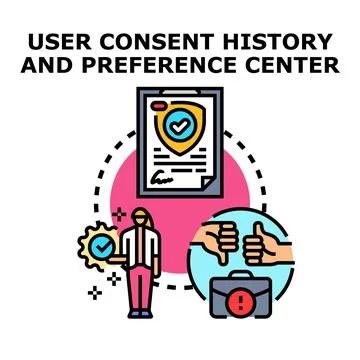 User consent history and preference center managing data privacy イラスト素材