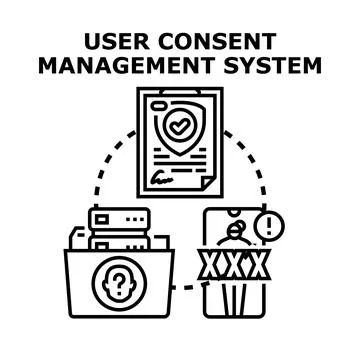 User consent management system data privacy control Stock Illustration