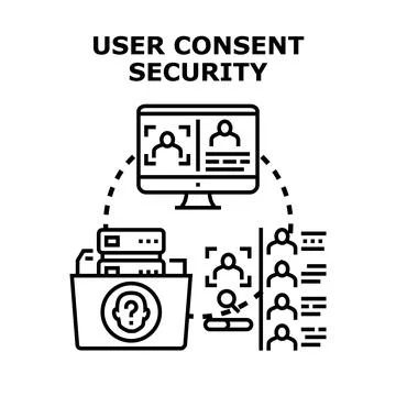 User consent security managing personal data protection Illustrazione stock