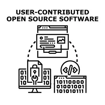 User contributed open source software development creating community Stock Illustration