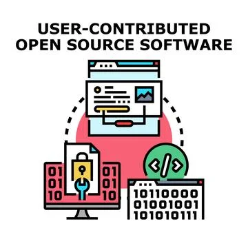 User contributed open source software development creating community Stock Illustration