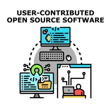 User contributing to open source software development project Stockillustratie