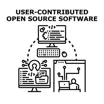 User contributing to open source software development project Stockillustratie