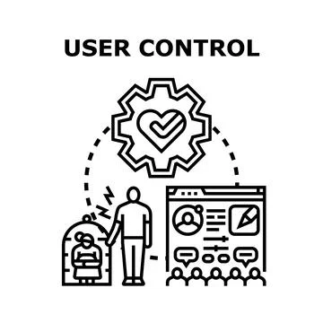 User control managing online experience and community Stock Illustration