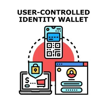 User controlled identity wallet secure authentication digital access Stock Illustration