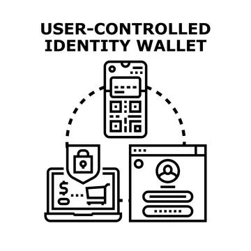 User controlled identity wallet secure authentication digital access Stock Illustration