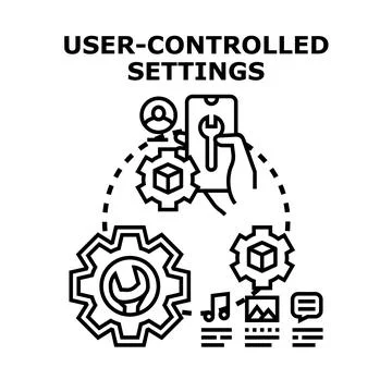 User controlling digital settings through mobile device Stock Illustration