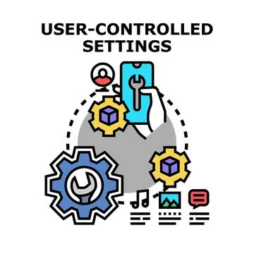 User controlling digital settings through mobile device Stock Illustration