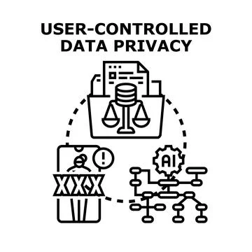 User controlling personal data privacy access Stock Illustration