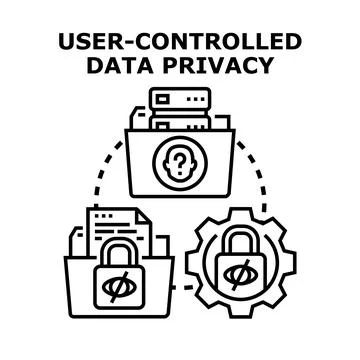 User controlling personal data privacy and access Stock Illustration