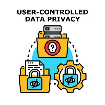 User controlling personal data privacy and access Stockillustratie
