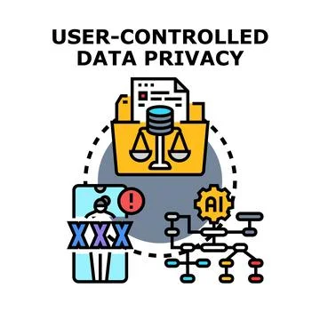 User controlling personal data privacy access 스톡 일러스트