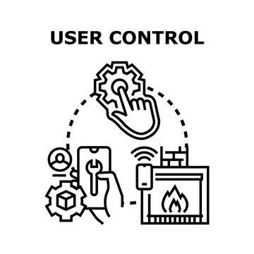 User controlling smart home systems with mobile device Stock Illustration