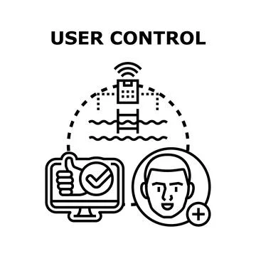 User controls digital system and smart devices Illustrazione stock