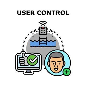 User controls digital system and smart devices Illustrazione stock
