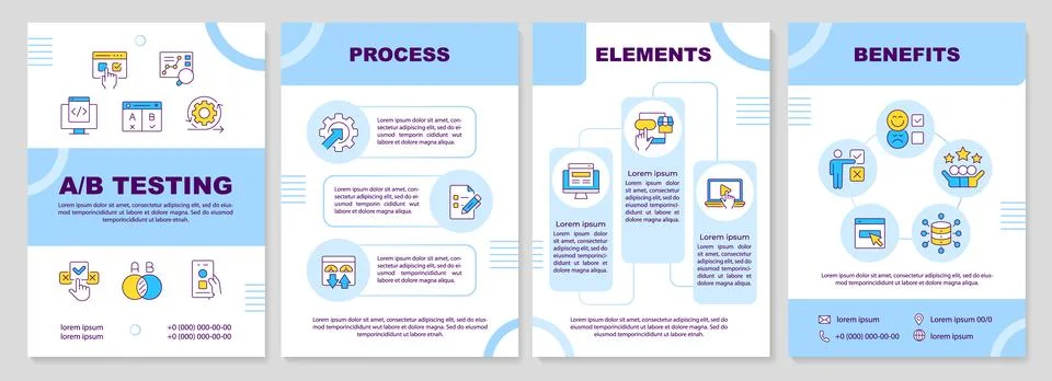 User conversion strategy blue brochure design template Stock Illustration