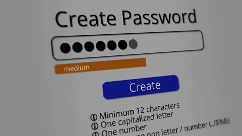 User create a strong password difficult to detect with password meter. Video stock 271307012