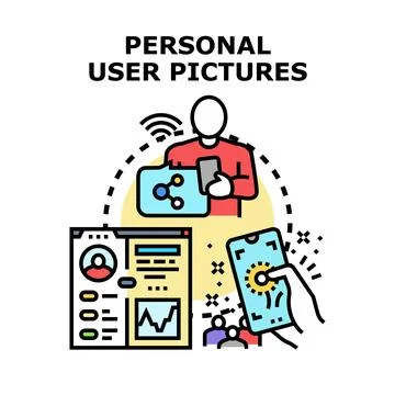 User creating sharing digital profile pictures online イラスト素材