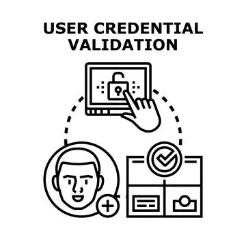 User credential validation process for digital identity security Stock Illustration