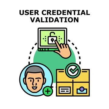 User credential validation process for digital identity security Stock Illustration