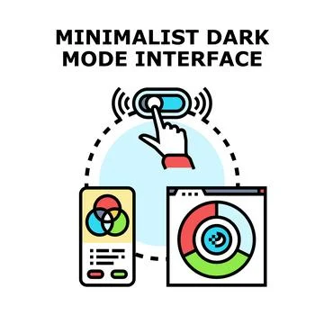 User customizing dark mode interface for digital system Illustrazione stock
