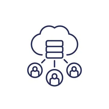 User data in a cloud line icon Ilustración de archivo