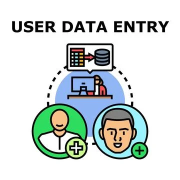 User data entry process adding new members Stock Illustration