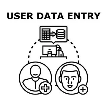 User data entry process adding new members Stock Illustration