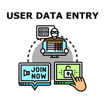 User data entry process managing personal information Stockillustratie