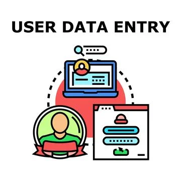 User data entry process managing online registration account Stock Illustration