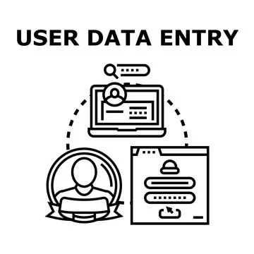 User data entry process managing online registration account Stock Illustration