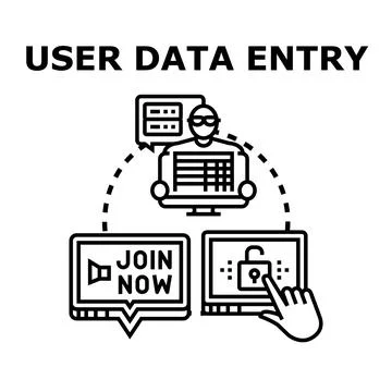 User data entry process managing personal information Stock Illustration