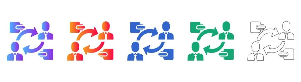 User Data Exchange and Interaction Icons Stock Illustration