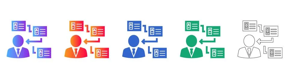 User Data Exchange Process Icons Stock Illustration