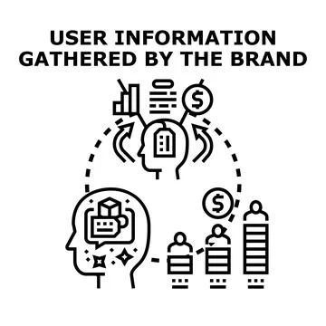 User data gathering for brand marketing analysis Stock Illustration