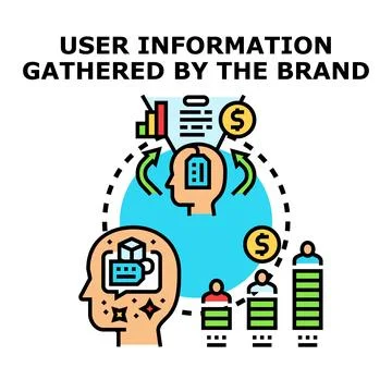 User data gathering for brand marketing analysis Stock Illustration