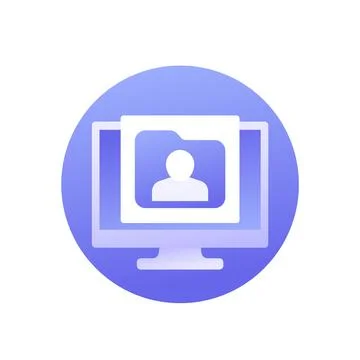 User data icon with folder and computer イラスト素材