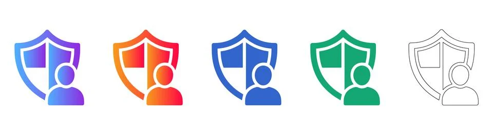 User Data Privacy and Shield Icon Set Stock Illustration