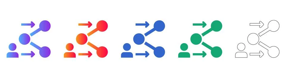 User Data Sharing Connection Icon Set Stock Illustration