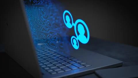 User data technology connecting people online 3D Illustration 스톡 일러스트