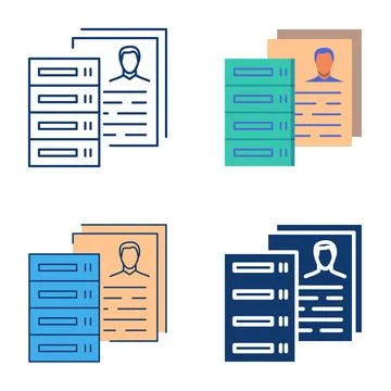 User database icon set in flat and line style Stock Illustration
