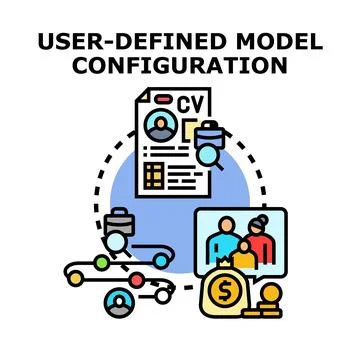 User defined model configuration and customization process Illustrazione stock