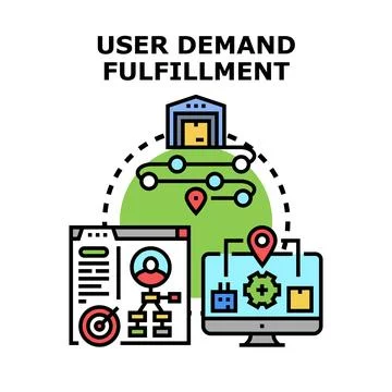 User demand fulfillment process achieving customer satisfaction Illustrazione stock