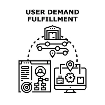 User demand fulfillment process achieving customer satisfaction Illustrazione stock