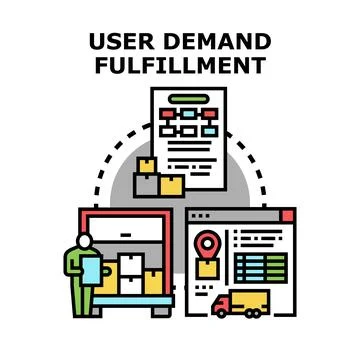 User demand fulfillment process and order delivery 스톡 일러스트